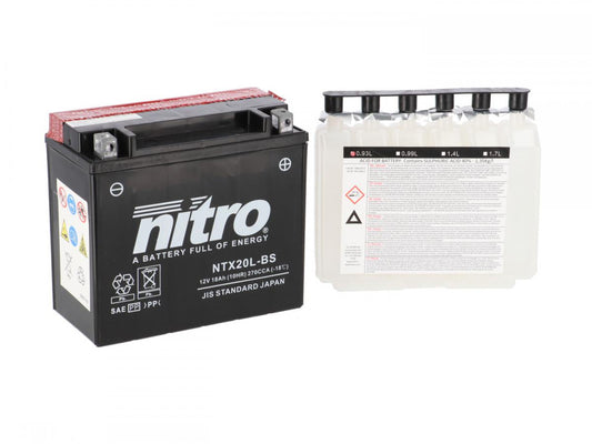 NITRO NTX20L-BS AGM - Open with acid pack